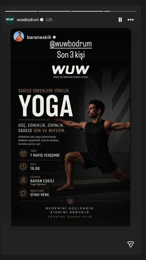 Baran Eşkili ile Erkeklere Özel Yoga Etkinlik afişi