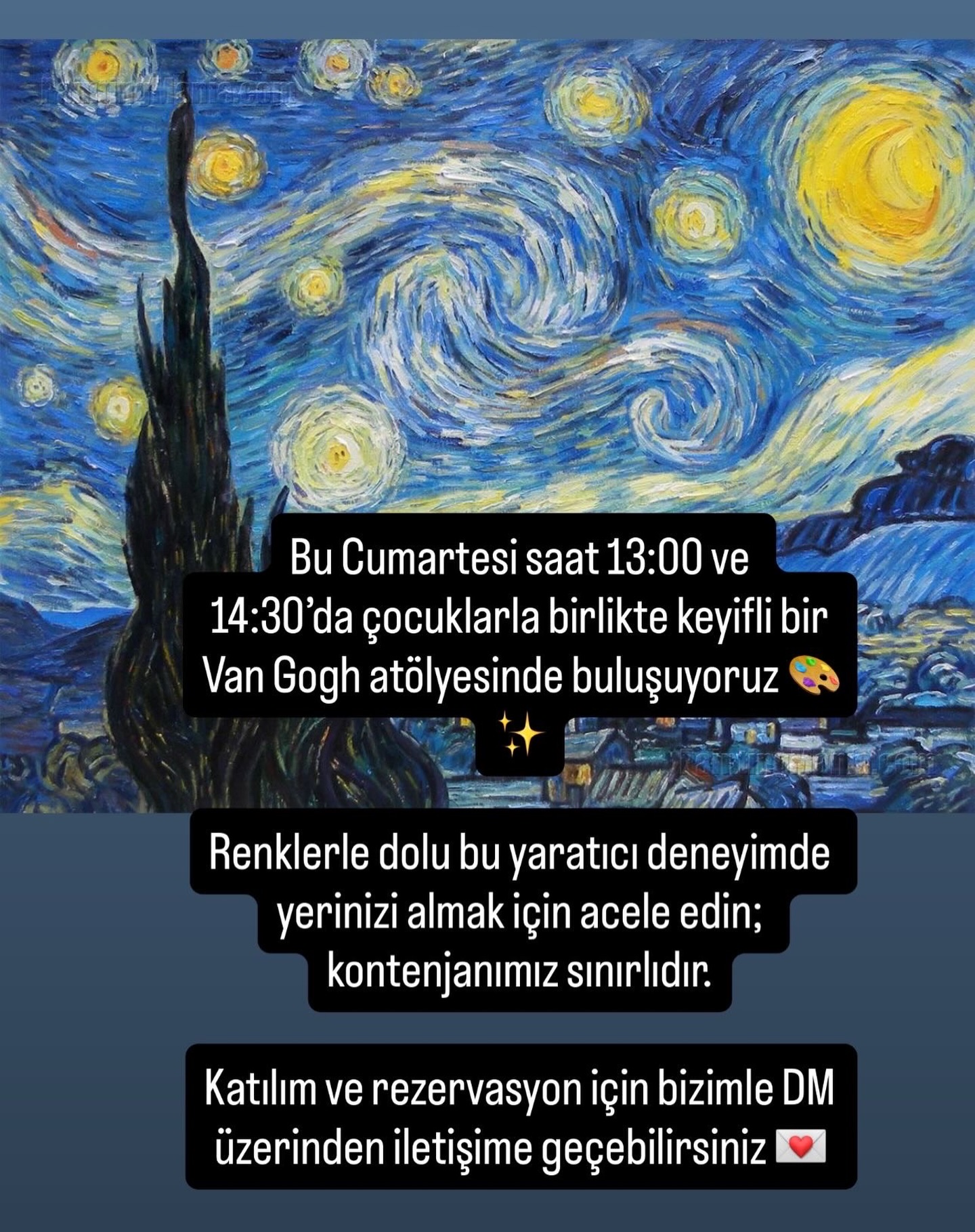 Van Gogh Atölyesi Etkinlik afişi