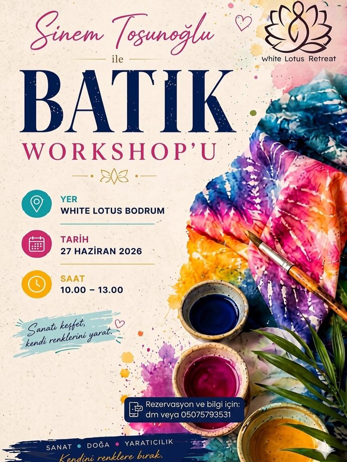 Batik Atölyesi — Sinem Tosunoğlu Etkinlik afişi