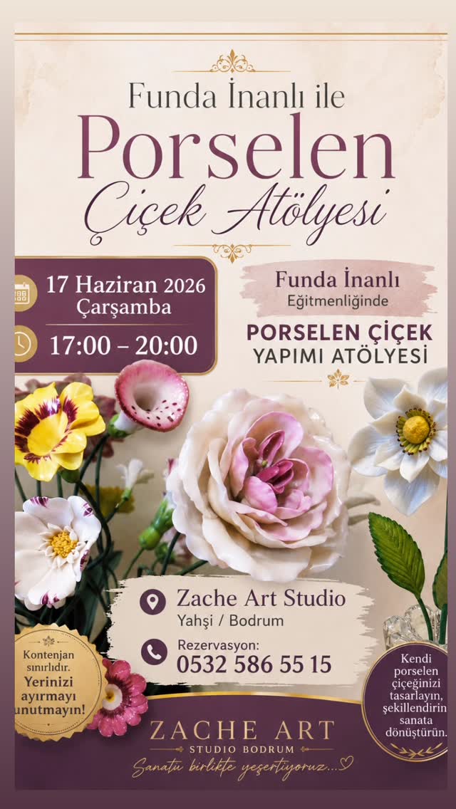 Porselen Çiçek Atölyesi — Funda İnanlı Etkinlik afişi